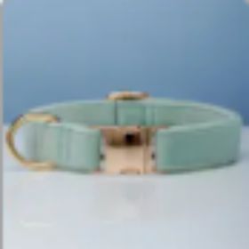 Multiple Colour Velvet Personalise Dog Collar Leash Set With Bow (Option: Cyan-L)